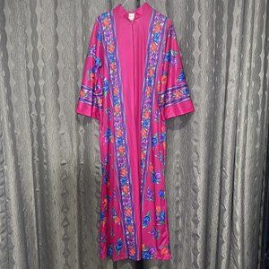 Vtg Exclusively Yours Pink Flowers Night Gown Robe Moo Moo M 8 / 10 Women Granny